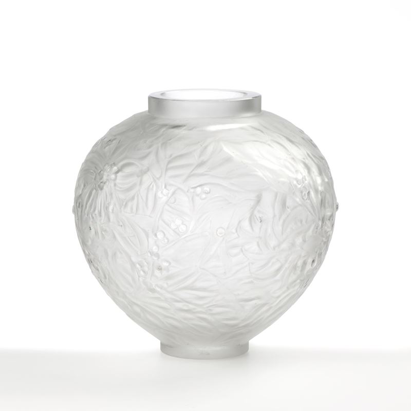 Lalique "Gui" vaso in vetro sabbiato