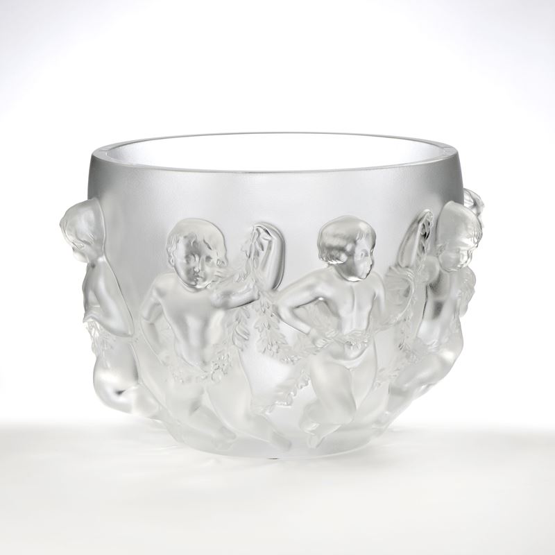 Lalique "Luxembourg" grande coppa in cristallo sabbiato