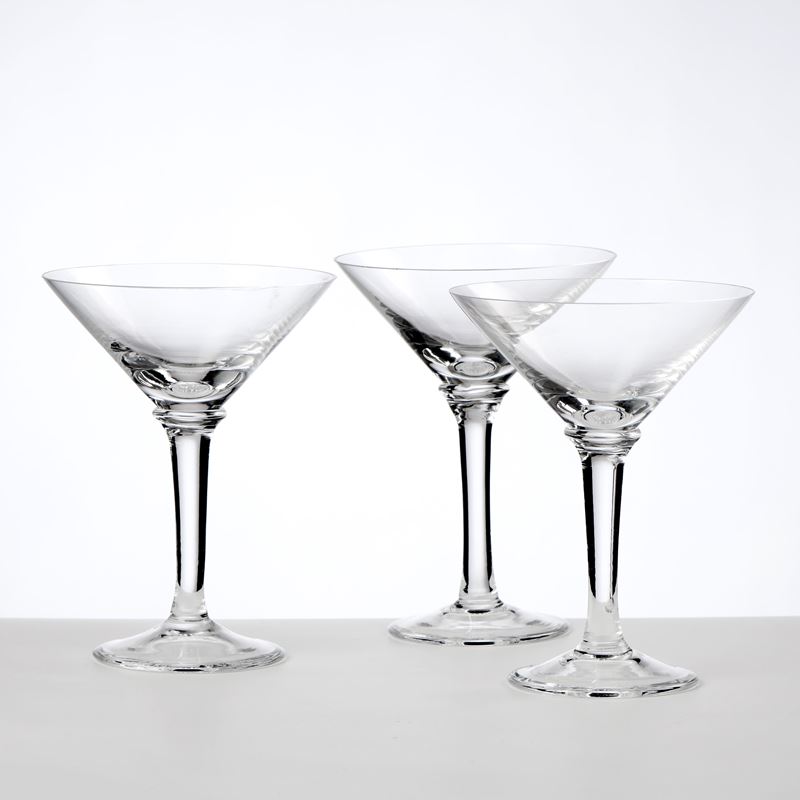 Carlo Moretti nove bicchieri da cocktail in cristallo trasparente