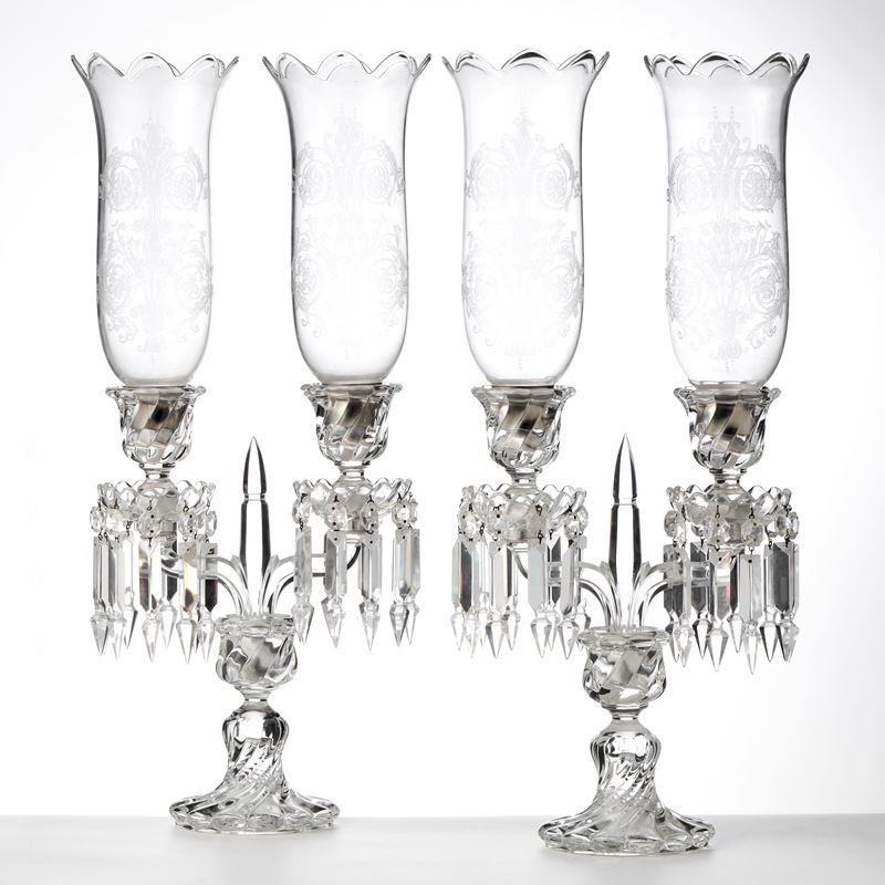 Baccarat coppia di flambeau in cristallo a due luci