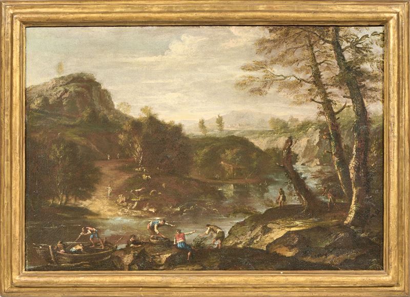 Bartolomeo Pedon - Due Opere Raffiguranti «paesaggio Fluviale con Pescatori e Armenti» e «paesagg...
