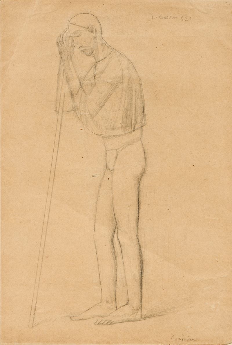 Carlo Carrà - Contadino III, matita su carta