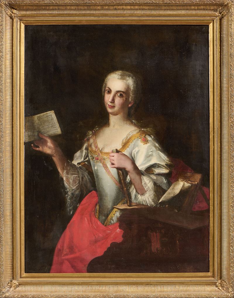 Giuseppe Bonito - Ritratto di Nobildonna con Spartito Musicale e Ventaglio