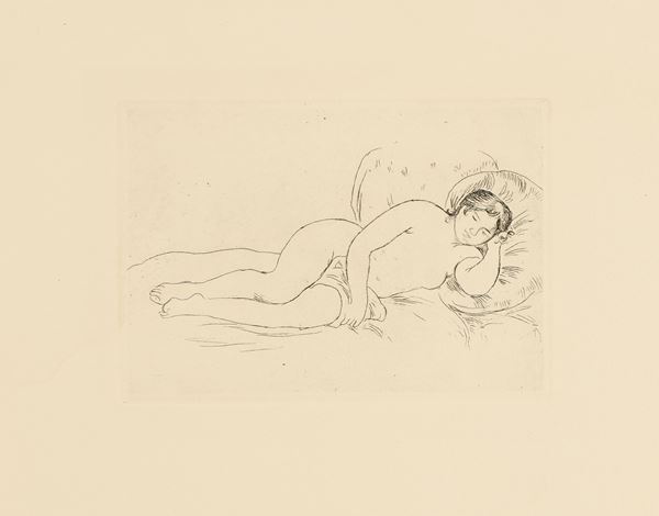 Pierre-Auguste Renoir (d'apr&#232;s) - Femme nue couchée, torunée à droite
