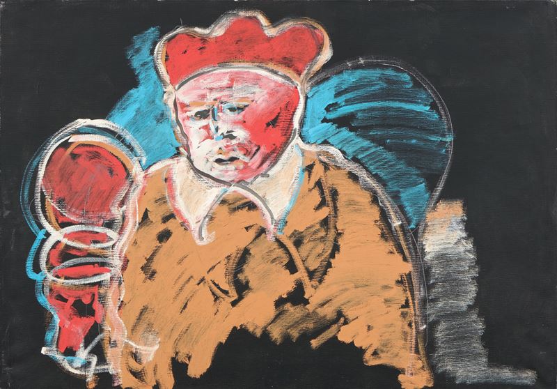 Tano Festa - Cardinale - Pittura industriale, tempera e gessetto su tela