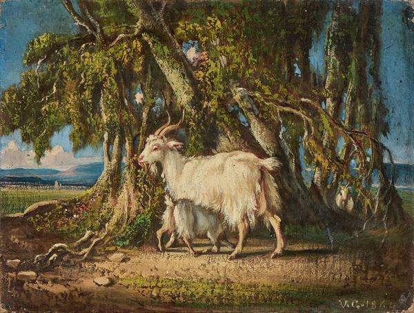 Anonimo del XIX secolo - Paesaggio con capre
