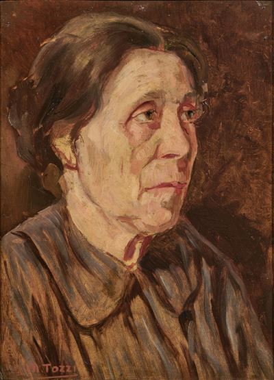 Ritratto di donna, olio su cartone