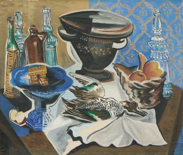 Gino Severini : Natura morta con germano  (1942)  - Olio su tela - Asta Arte Moderna - Casa d'aste Farsettiarte