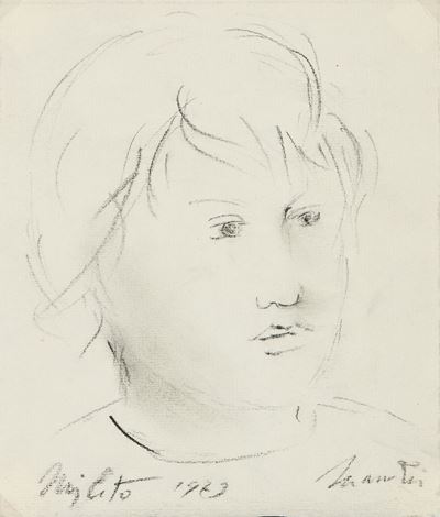 Ritratto del figlio Mileto, matita su carta