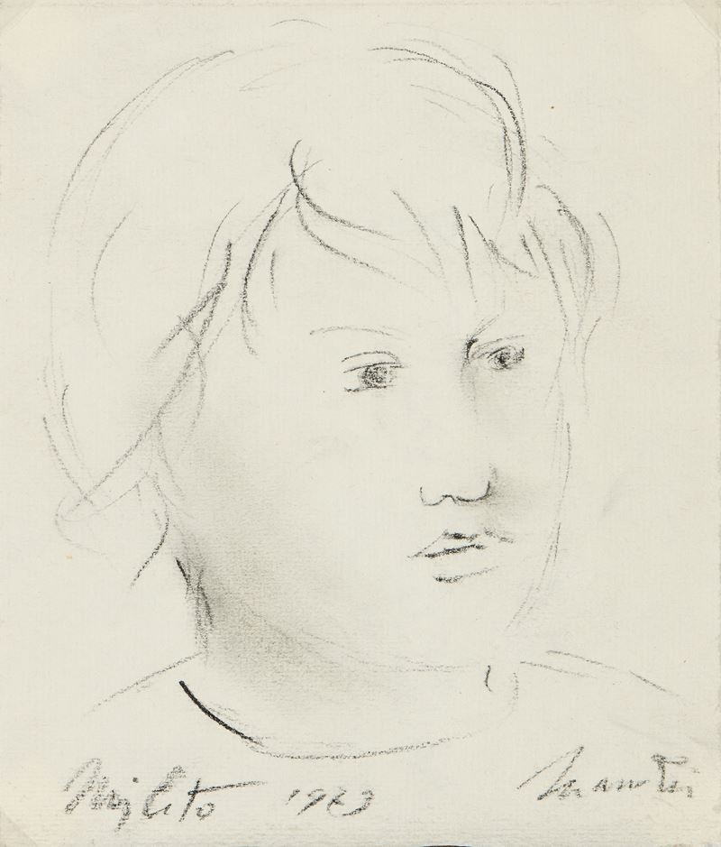 Giacomo Manzù - Ritratto del figlio Mileto, matita su carta