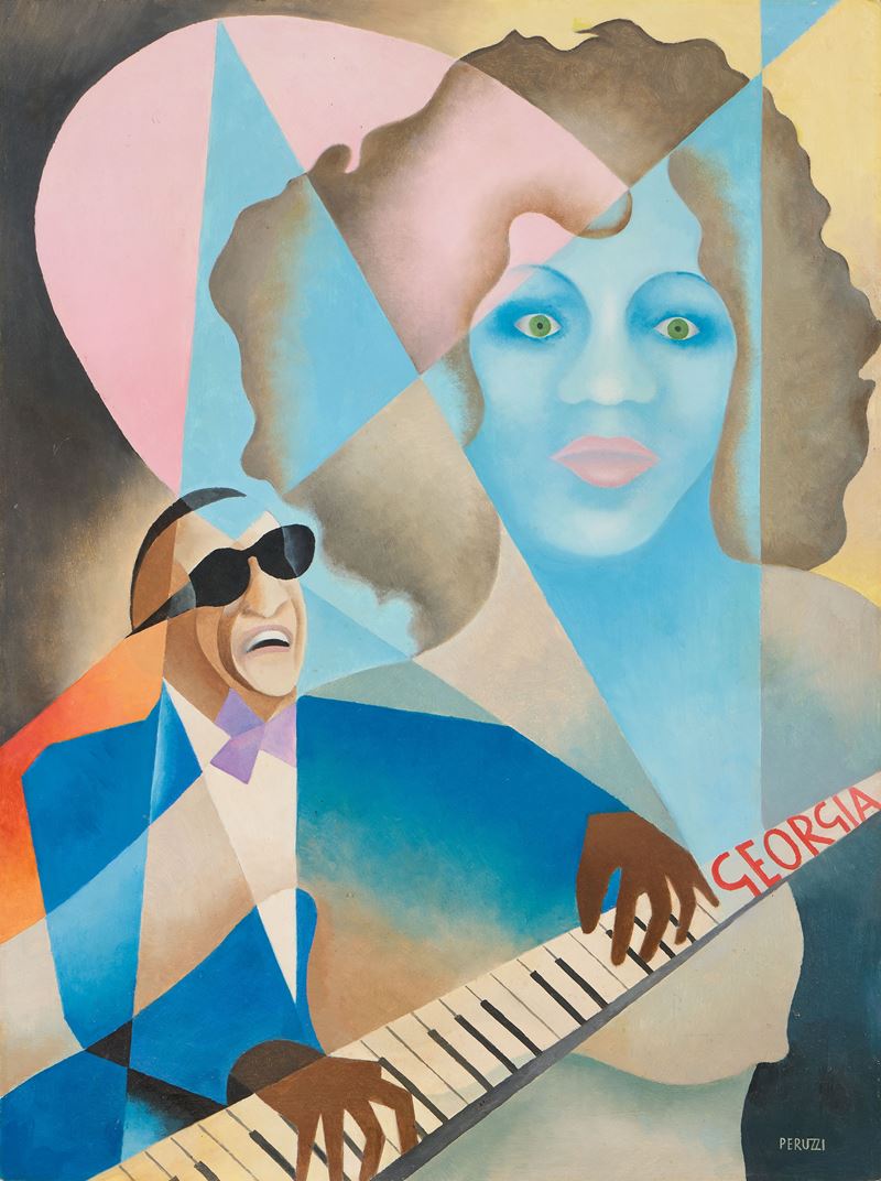 Osvaldo Peruzzi - Ray Charles (Georgia on my mind) - Olio su cartone