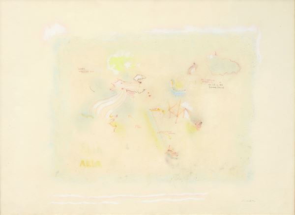 Luca Alinari : Ma l'ubicazione ritorna  - Tecnica mista su carta applicata su faesite - Asta Parade - Arte Moderna, Contemporanea e Grafica - Casa d'aste Farsettiarte
