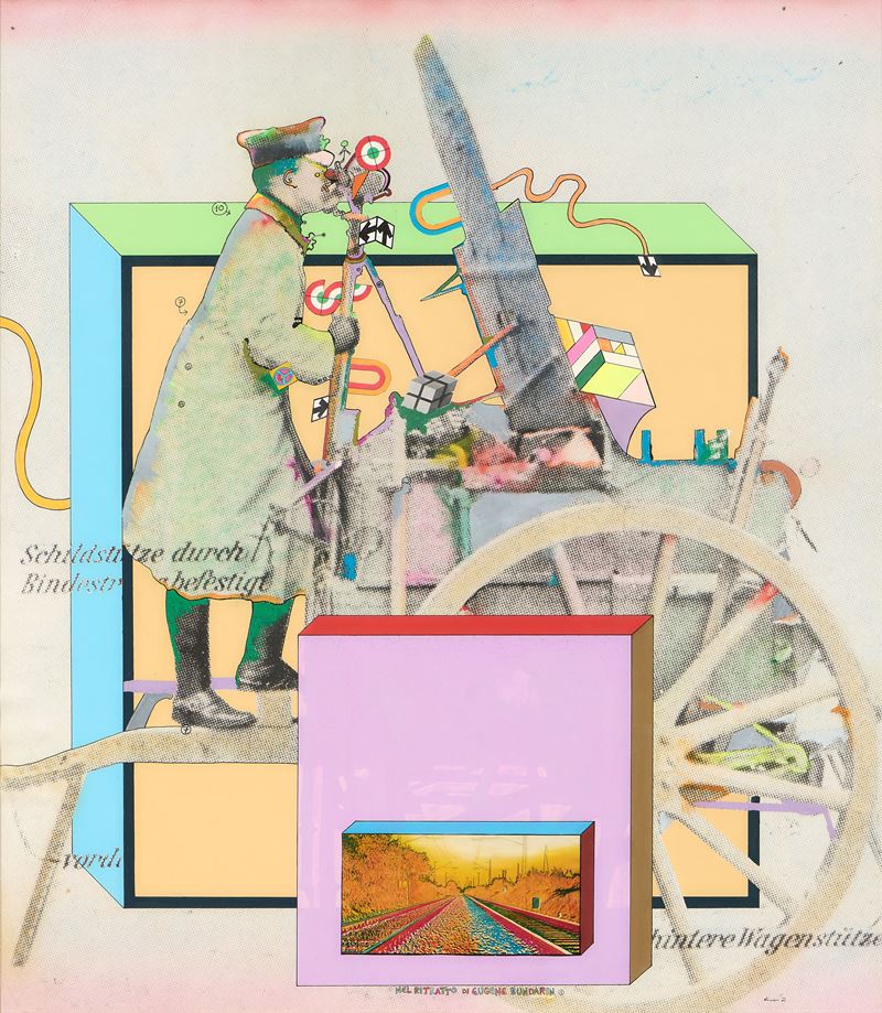 Luca Alinari - Nel ritratto di Eugene Bundarin - Collage e tecnica mista su faesite