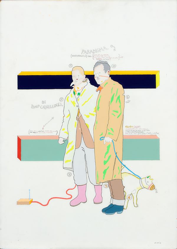 Luca Alinari : Paradigma di Paolo Castellucci  (1973)  - Tecnica mista su faesite - Asta Dipinti, Disegni, Sculture e Grafica - Casa d'aste Farsettiarte