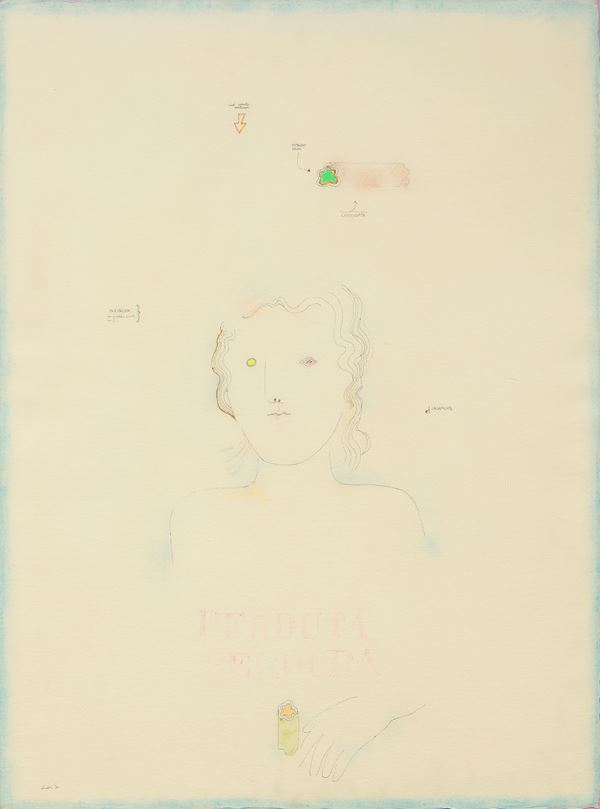 Luca Alinari : Perduta perdura  (1970)  - Tecnica mista su carta - Asta Parade - Arte Moderna, Contemporanea e Grafica - Casa d'aste Farsettiarte