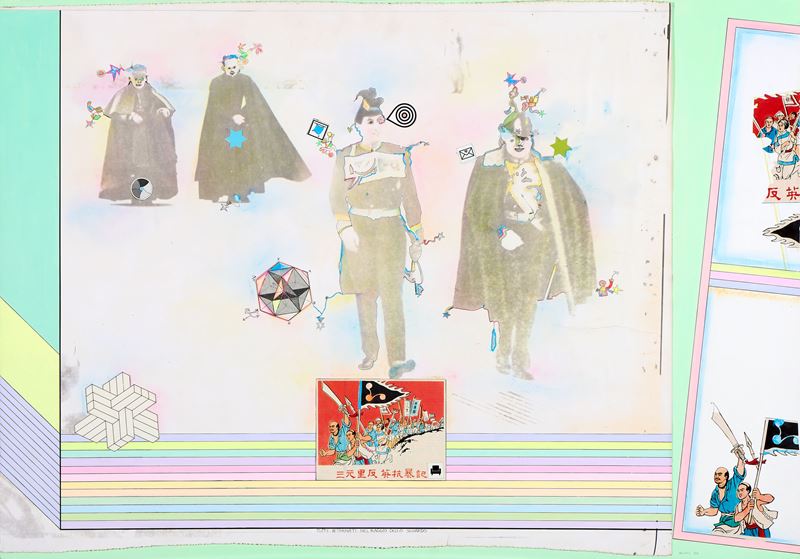 Luca Alinari - Tutti ritornati nel raggio dello sguardo, tecnica mista e collage su cartone