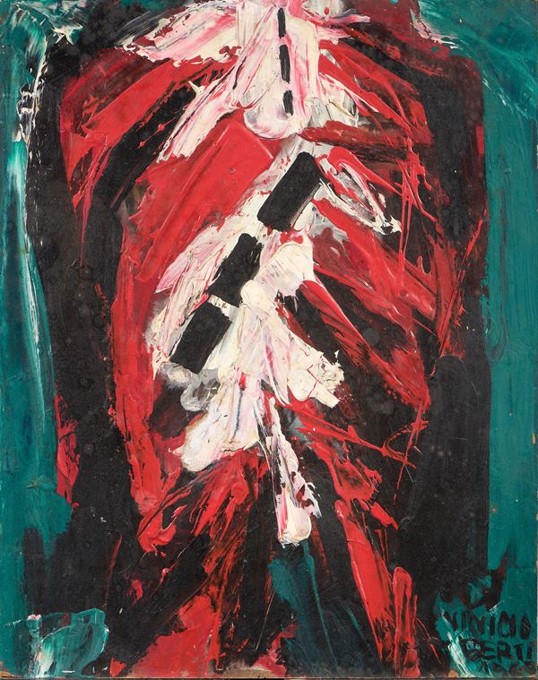 Vinicio Berti : Breccia nel tempo  (1960)  - Tecnica mista su faesite - Asta Dipinti, Disegni, Sculture e Grafica - Casa d'aste Farsettiarte