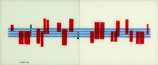 Vinicio Berti : Composizione  (1948)  - Tecnica mista su vetro - Asta Dipinti, Disegni, Sculture e Grafica - Casa d'aste Farsettiarte