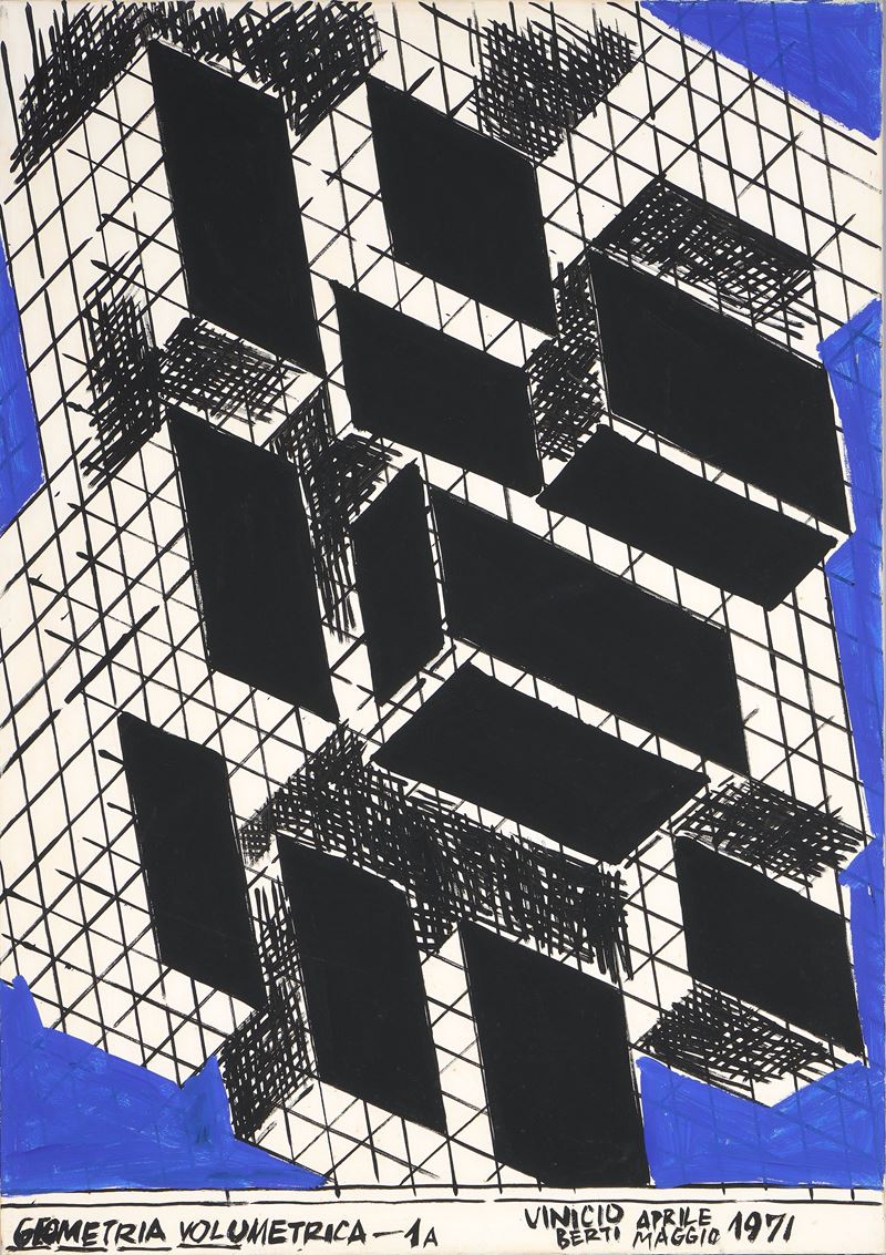 Vinicio Berti - Geometria volumetrica - 1A, acrilico su tela