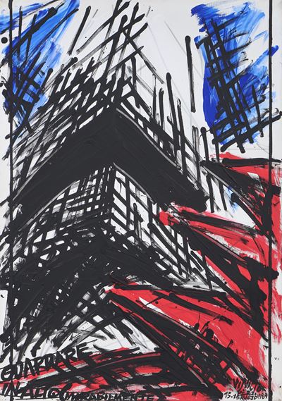 Guardare in alto mirabilmente, acrilico su tela 100x70 cm, 1989