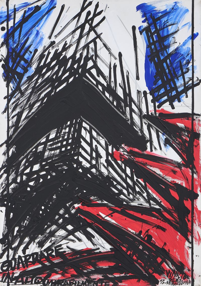 Vinicio Berti - Guardare in alto mirabilmente, acrilico su tela 100x70 cm, 1989