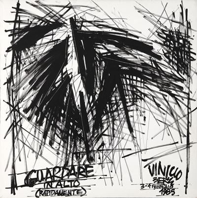 Guardare in alto (rapidamente), acrilico su tela, 120x120 cm, 1985