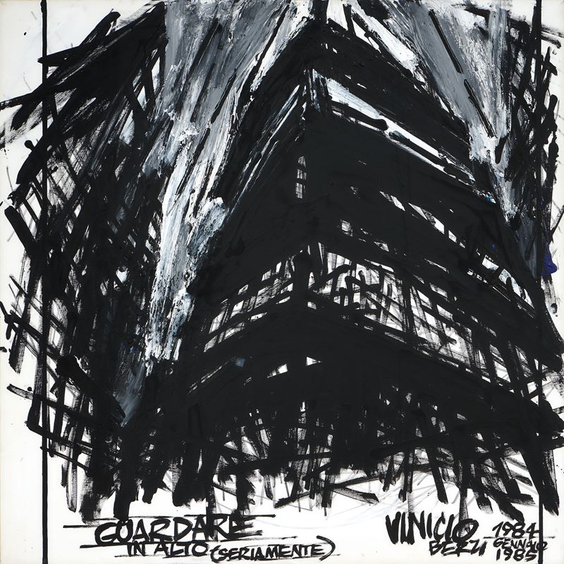 Vinicio Berti - Guardare in alto (seriamente), acrilico su tela, cm 100x100, 1984-85