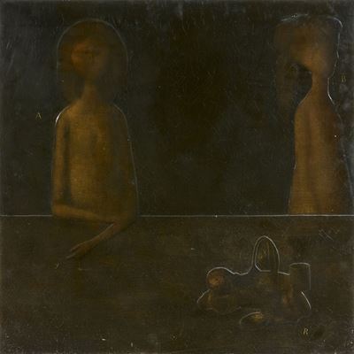 Le amiche, olio su rilievi, 1968