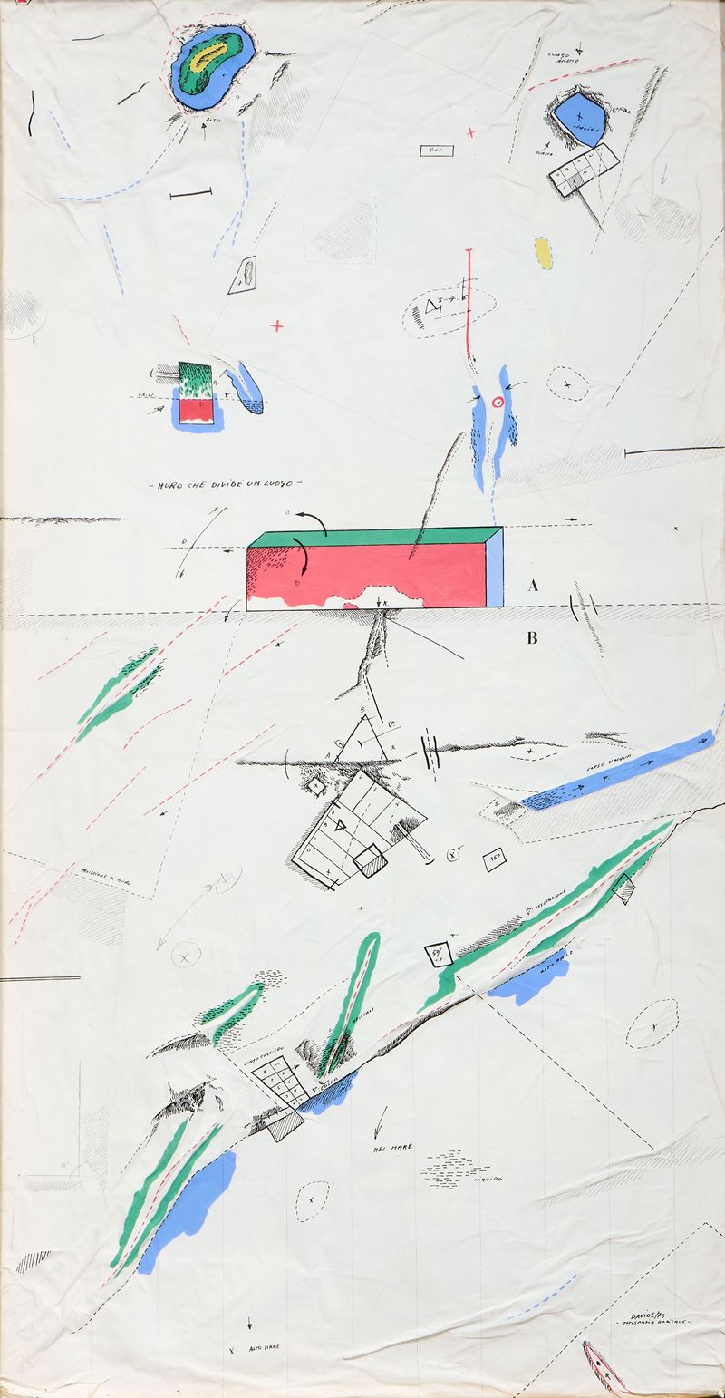 Antonio Davide - Topografia radicale, tecnica mista su carta