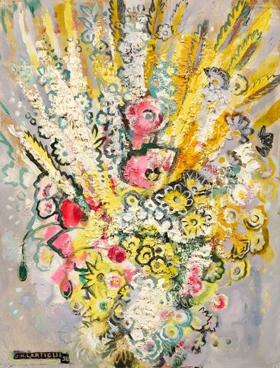 Vaso di fiori, olio su compensato