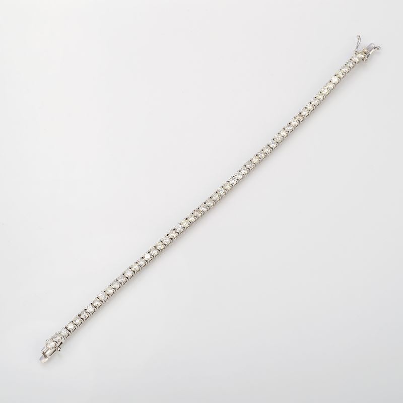 Bracciale tennis in oro bianco e diamanti