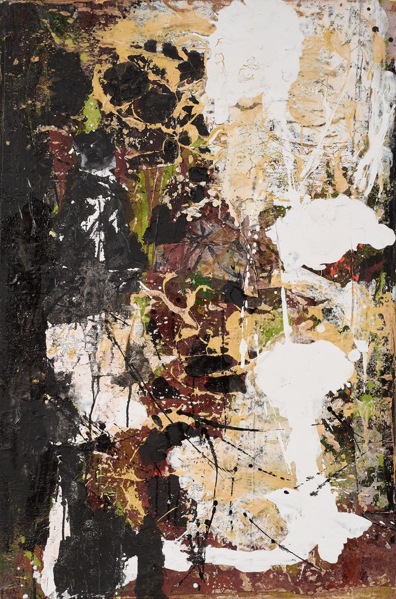 Rosario Arizza - Senza titolo (olio, collage e tecnica mista su tela)