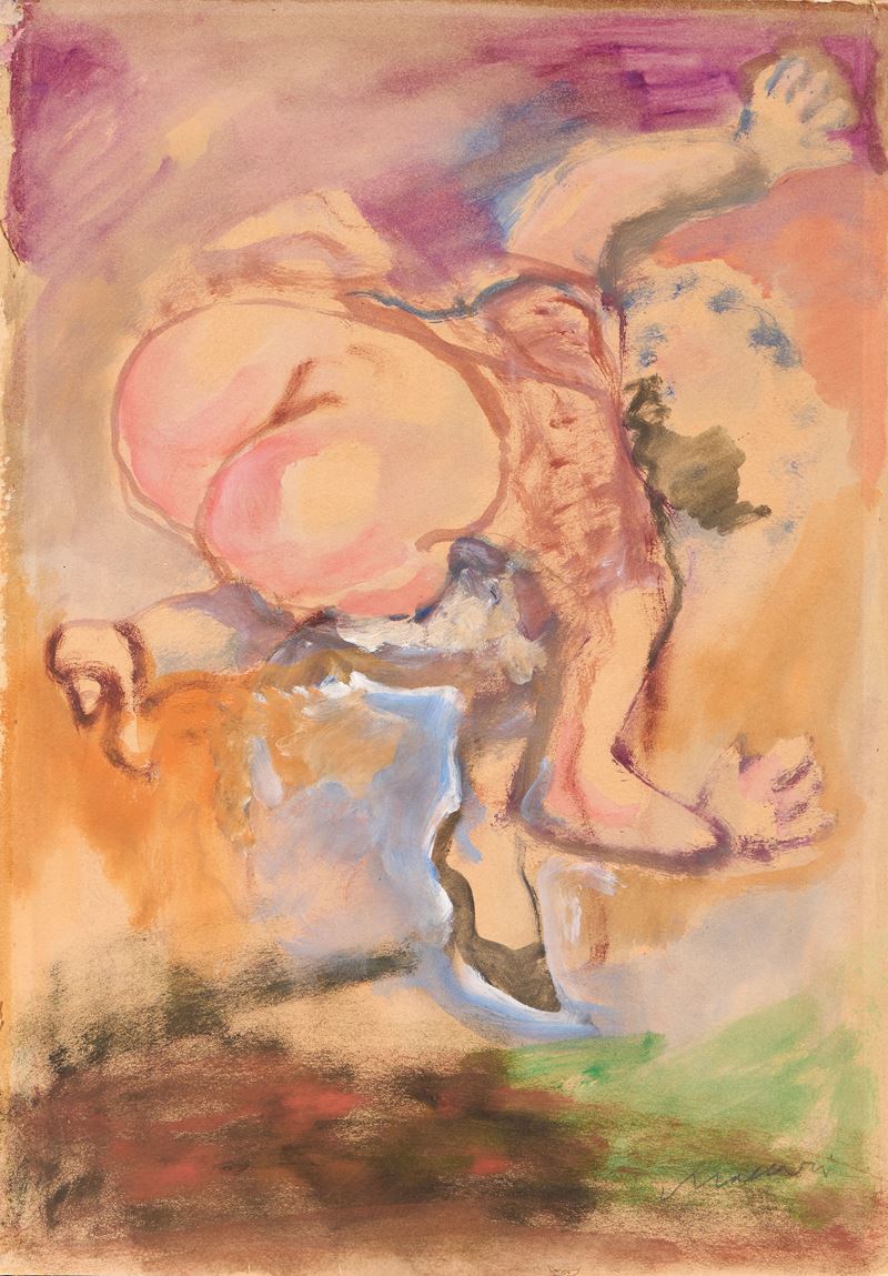 Mino Maccari - Figura - Acquerello e tempera su cartone