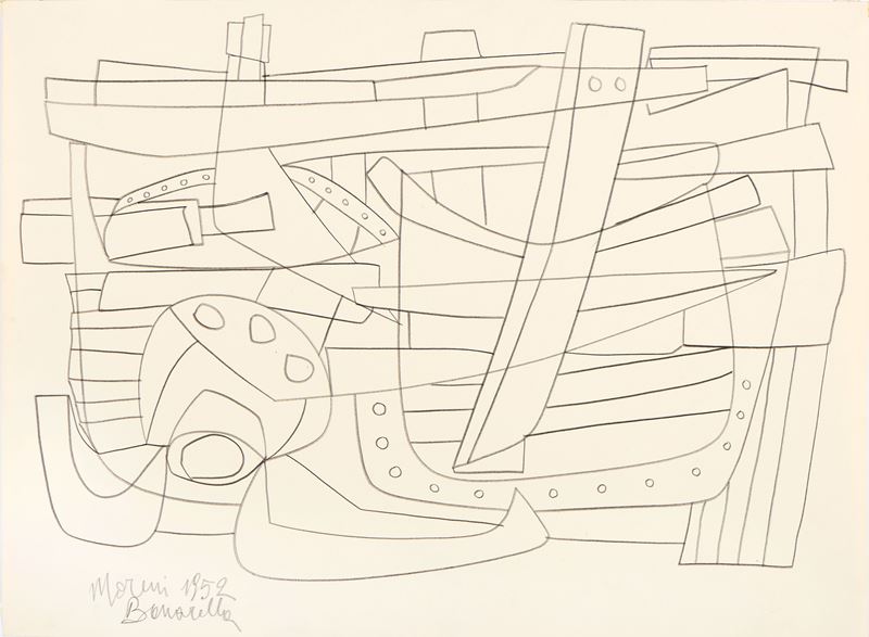 Mattia Moreni - Senza titolo (1952), Matita grassa su carta