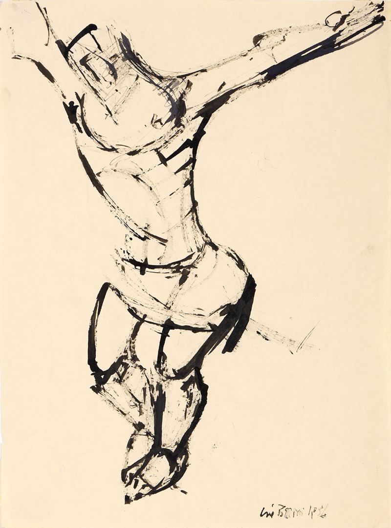 Ignoto del XX Secolo - Crocifissione, China su carta, 1956