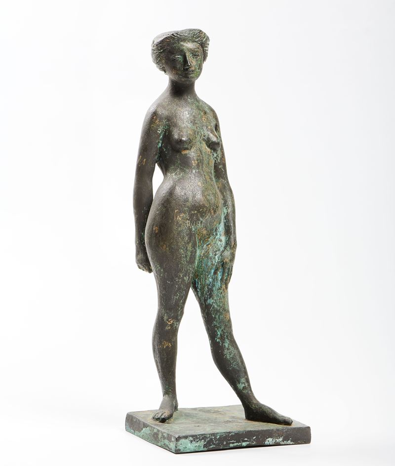 Eros Pellini - Ragazza lombarda, scultura in bronzo
