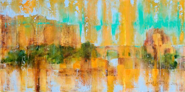 Luigi Salvatori : Il cielo sopra i ruderi dell'acquedotto Claudio  (2024)  - Olio su tela - Asta Dipinti, Disegni, Sculture e Grafica - Casa d'aste Farsettiarte