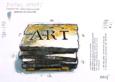 Digital Stones - Progetto per videoinstallazione, tecnica mista su carta