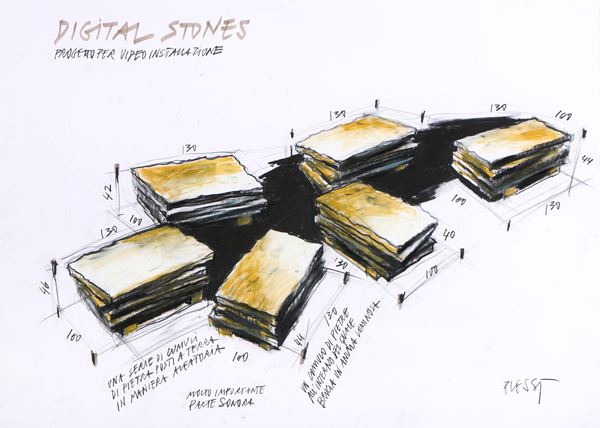 Fabrizio Plessi - Digital Stones - Progetto per videoinstallazione