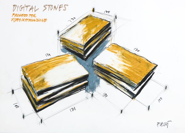 Fabrizio Plessi - Digital Stones - Progetto per videoinstallazione