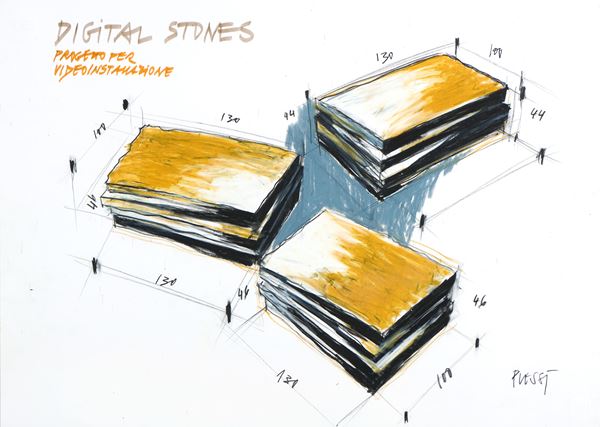 Fabrizio Plessi - Digital Stones - Progetto per videoinstallazione