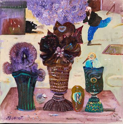 Herzilia purpurea - Olio su tela cm 29,7x29,7