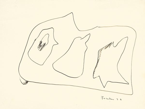 Lucio Fontana : Composizione  (1934)  - Inchiostro su carta - Auction CONTEMPORARY ART - I - Casa d'aste Farsettiarte