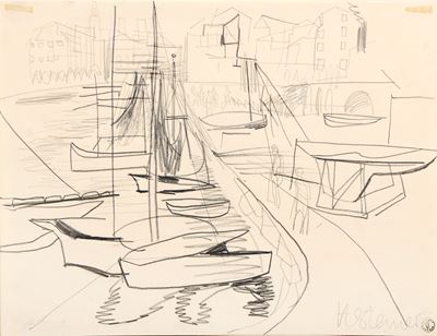 Porto, carboncino su carta, cm 32x41,8
