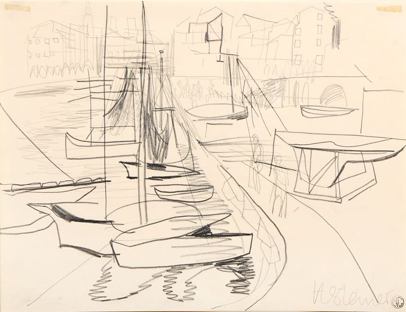 Heinrich Steiner - Porto, carboncino su carta, cm 32x41,8