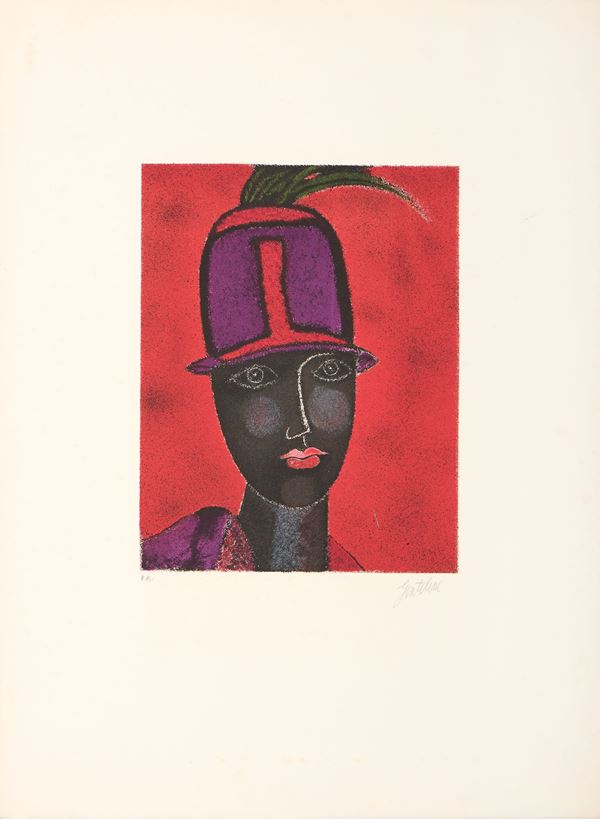 Franco Gentilini - Testa con cappello rosso
