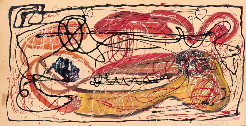 Giuseppe Allosia - Senza titolo, tecnica mista su carta, 1950
