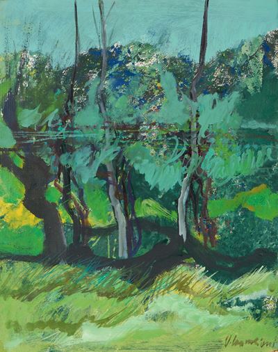 Paesaggio, olio su compensato