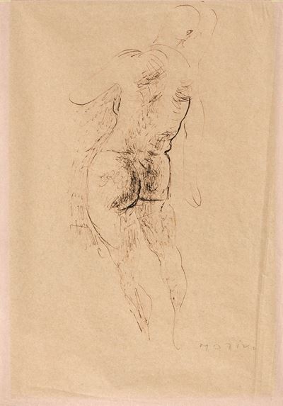 Nudo di schiena, inchiostro su carta