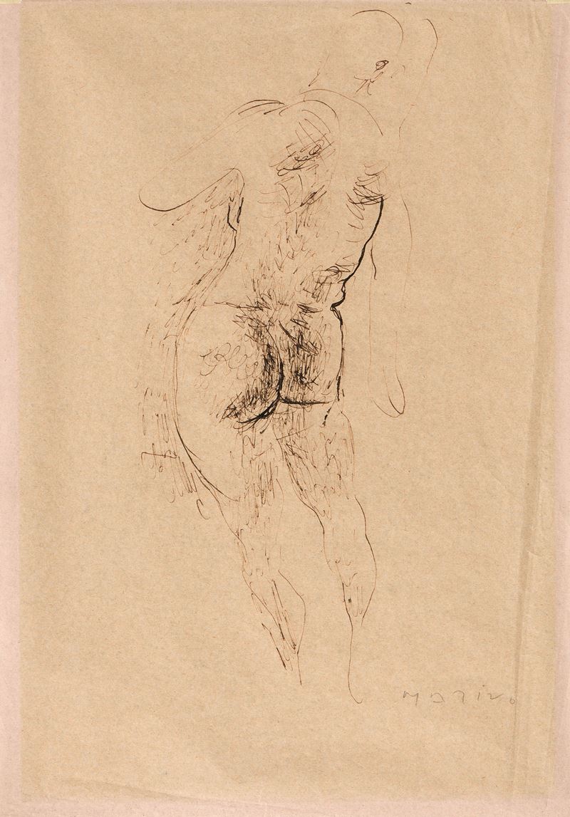 Marino Marini - Nudo di schiena, inchiostro su carta